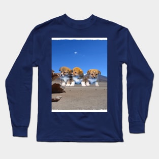 puppies on the sand Long Sleeve T-Shirt